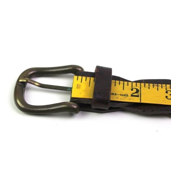 CLASSIC BRAIDED BROWN REAL LEATHER 1 1/4"WIDE DRESS CASUAL WOMEN'S BELT Sz S(79T - Picture 8 of 11